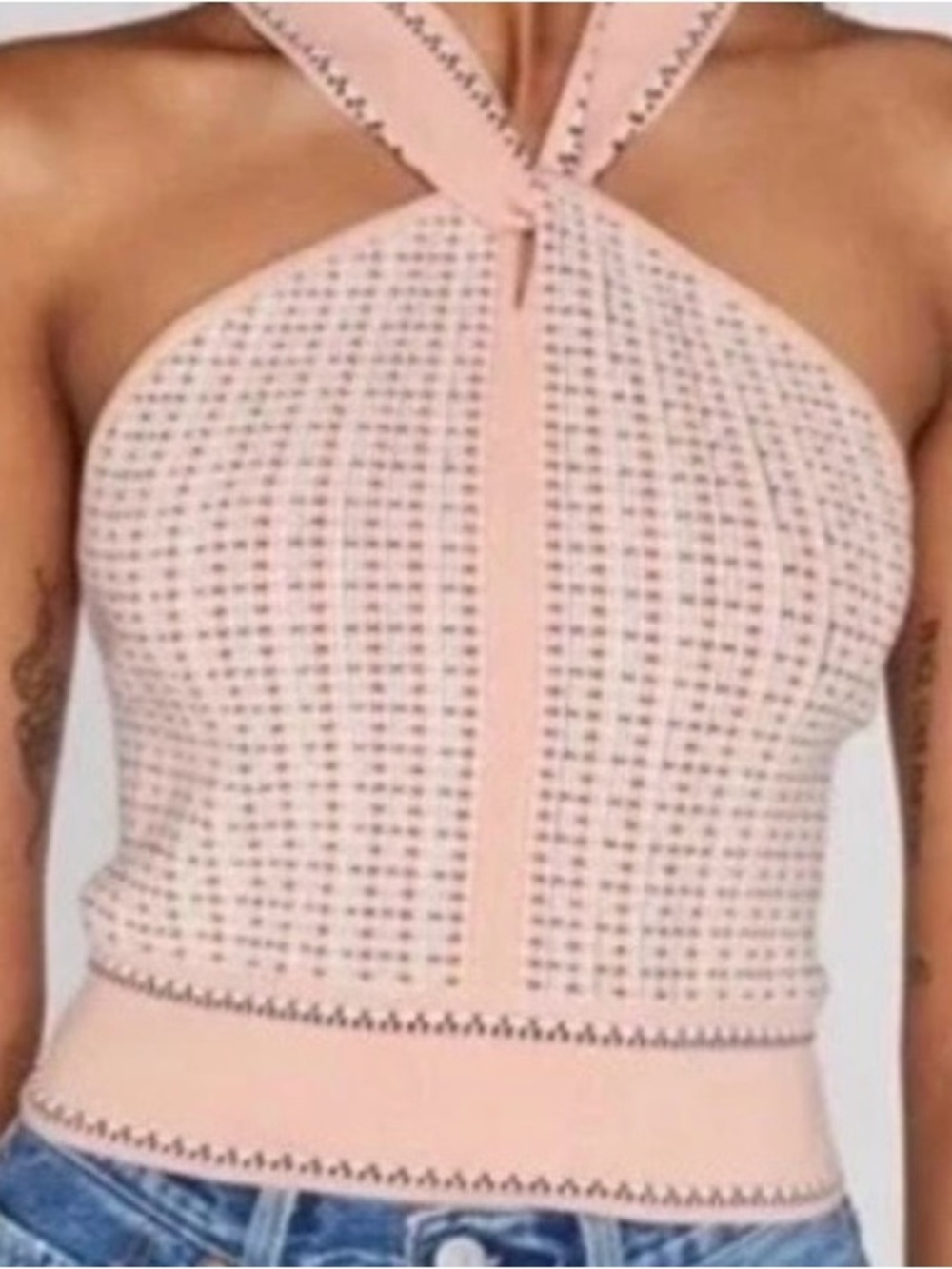 Club Monaco “Raeni” Knit Textured Halter. Beautiful Stitching Detail